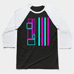 Pink And Blue Lines And Squares Baseball T-Shirt